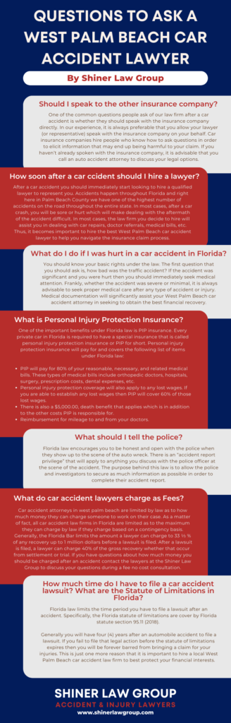 Questions to ask a west palm beach car accident lawyer